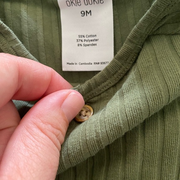 Okie Dokie Green Ribbed Footies One Piece - Picture 3 of 4